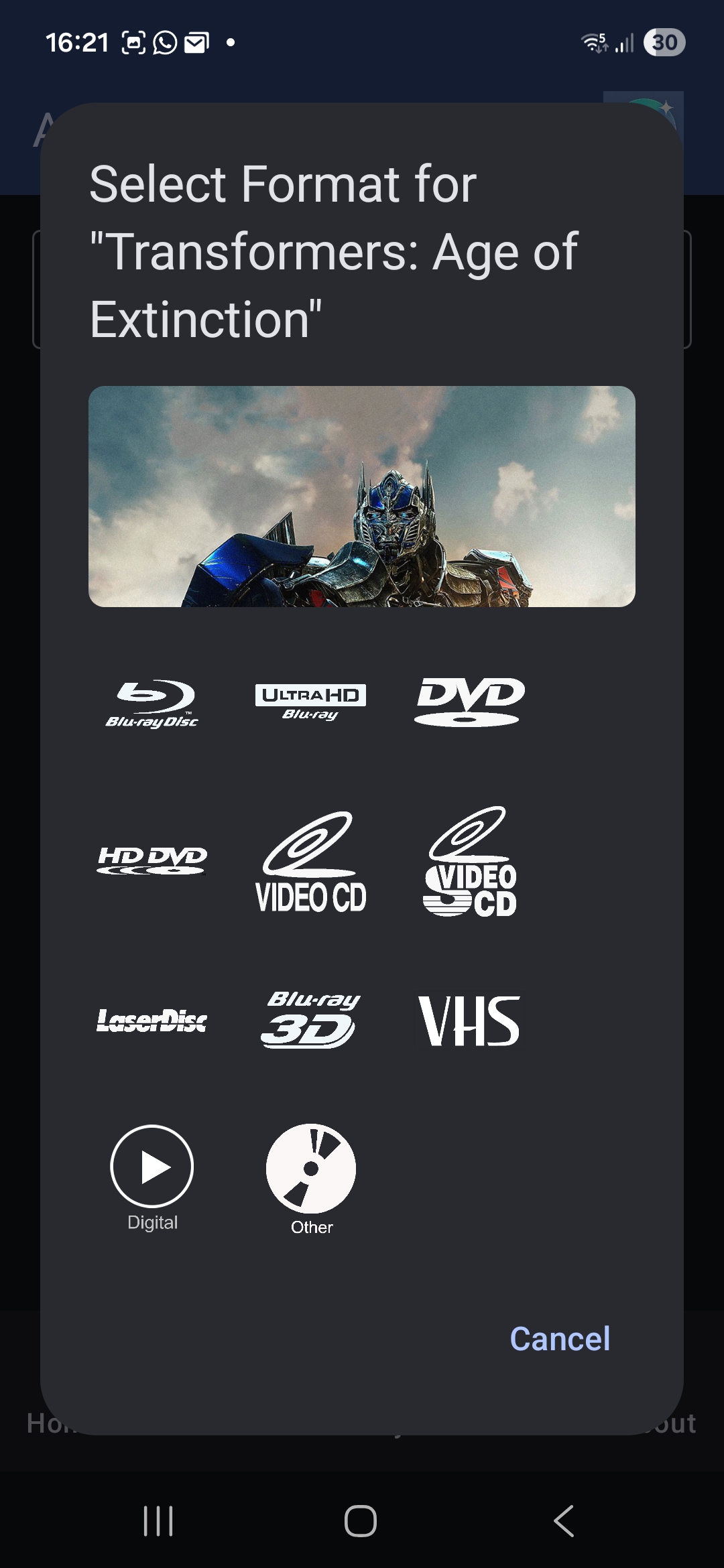Add format screen